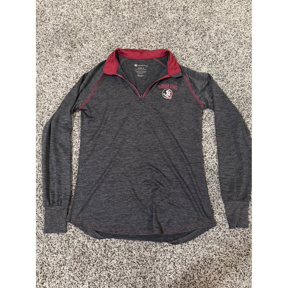 Colosseum Florida State Seminoles Quarter Zip Pullover Large Gray Garnet Stretch